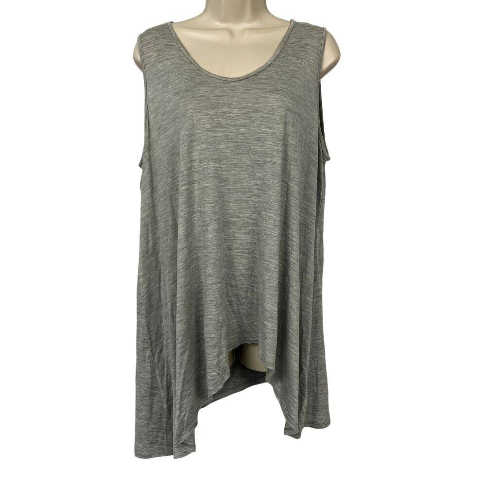 Eileen Fisher Tank Top Womens Large Gray Silk Cotton Swing Asymmetrical Hem